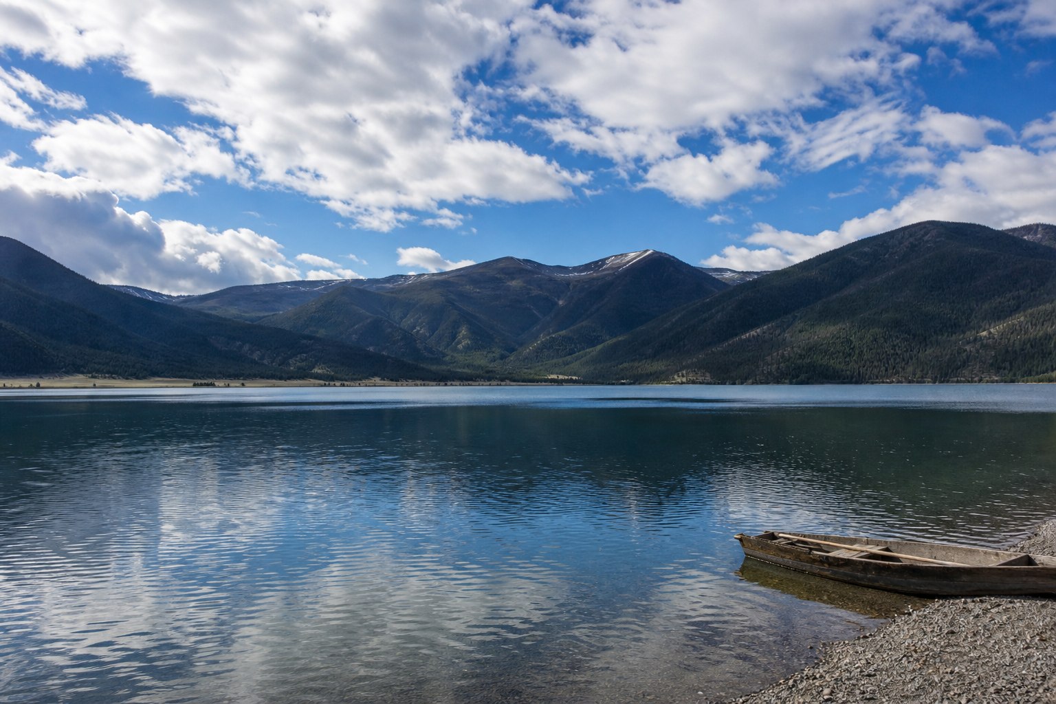Mountain lake in Mongolia in the Khangai region